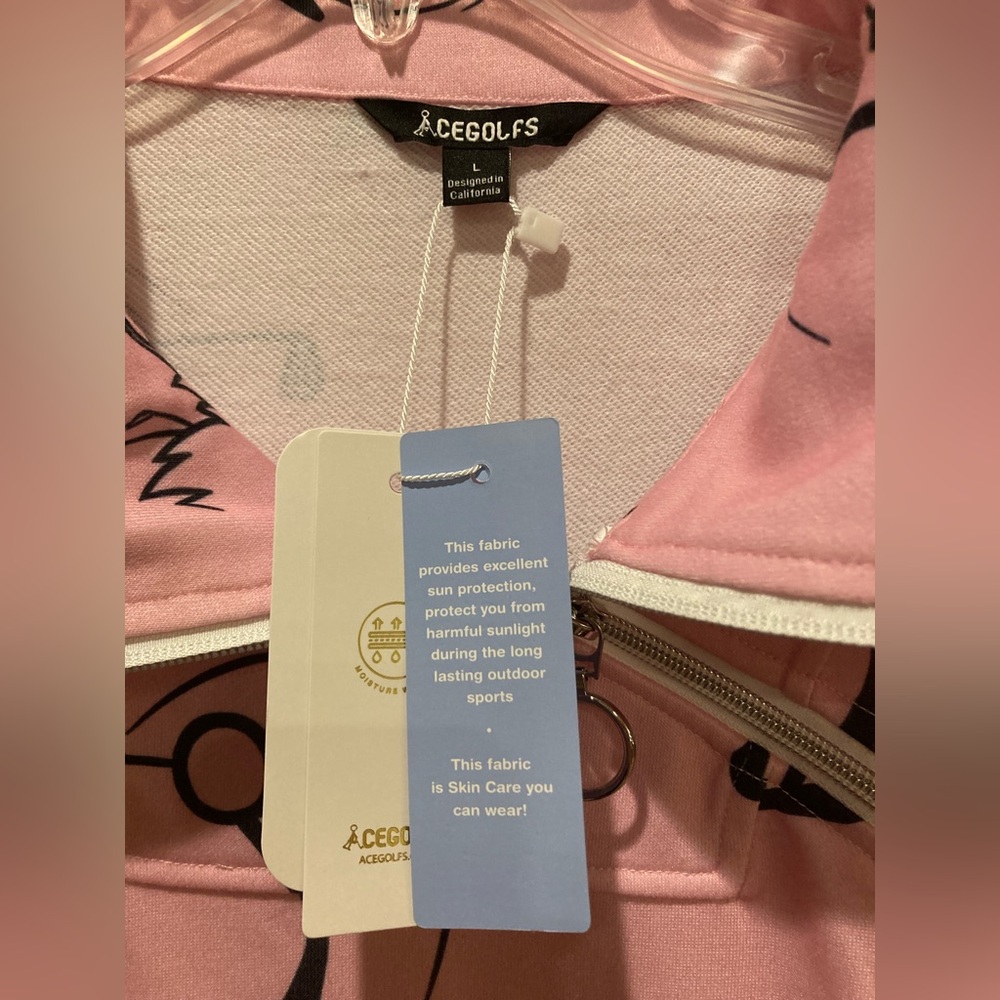 Acegolfs NWT Pink Stick Figure Golf Pullover Woman’s Size Large Activewear - Picture 3 of 13